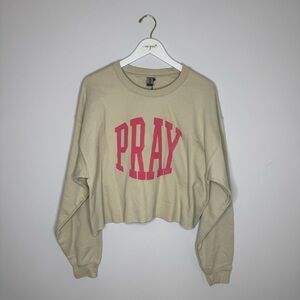 NWT | Pray Beige Cropped Sweatshirt | Size Large